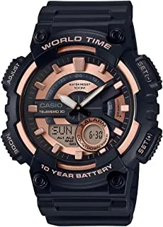 Casio Men's Telememo Quartz Watch with Resin Strap, Black, 28 (Model: AEQ-110W-1A3V), One Size