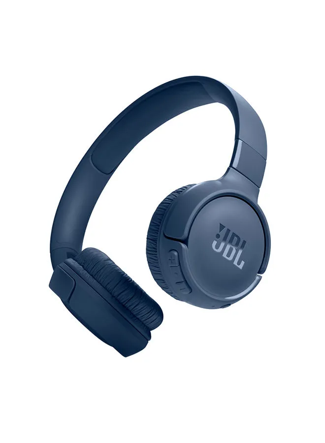 JBL Tune 520Bt Wireless On Ear Headphones Pure Bass Sound 57H Battery Hands Free Call Plus Voice Aware Multi Point Connection Lightweight And Foldable Blue