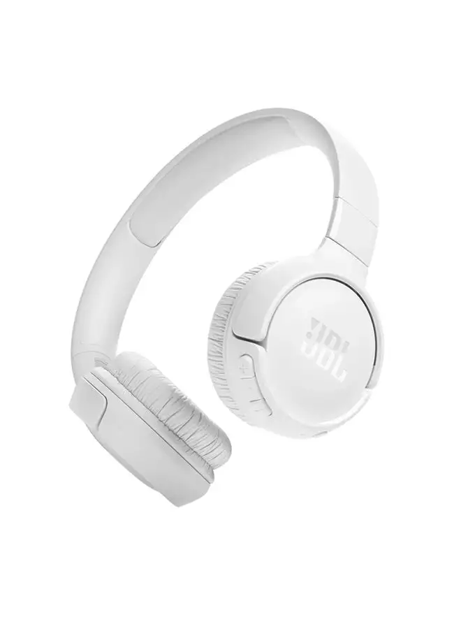 JBL Tune 520Bt Wireless On Ear Headphones Pure Bass Sound 57H Battery Hands Free Call Plus Voice Aware Multi Point Connection Lightweight And Foldable White
