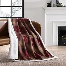 Eddie Bauer - Throw Blanket, Brushed Fleece Bedding with Sherpa Reverse, Soft & Cozy Home Decor for Bed or Couch (Nordic Raisin, 50