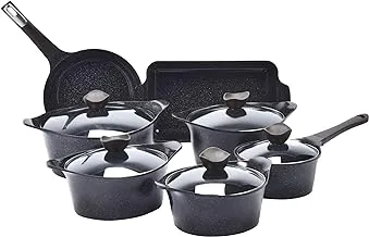 Neoflam Aeni Granite Cookware Set 12-Pieces, Black