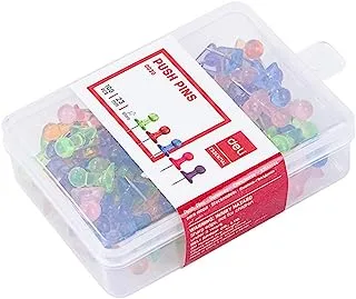 Deli E0030 Transparent Colored Push Pin 100-Pack, Multicolor