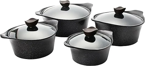 Neoflam Aeni Galaxy Granite Cookware Set 8-Pieces, Black