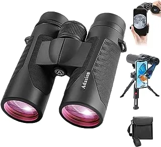 12x42 Binoculars for Adults with New Smartphone Photograph Adapter - 18mm Large View Eyepiece - 16.5mm Super Bright BAK4 Prism FMC Lens - Binoculars for Birds Watching Hunting - Waterproof (1.25 lbs)