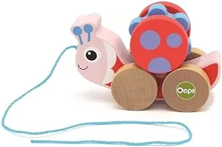 مجموعة ألعاب خشبية Oops Pull and Fun Ladybug مع كرة دوارة قابلة للفصل ولعبة خشخشة