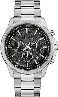Bulova Men's Classic Stainless Steel Six-Hand Chronograph Quartz Watch, Black Dial, 43mm Style: 96B336, Silver-Tone case Black dial, Classic Quartz Silver-Tone Stainless Steel Bracelet