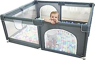 Baby Playpen, Extra Large Playard for Toddlers, 29+ sq. Ft Play Area, Kids Safety Play Yard & Activity Center, Large Ball Pit for Indoor & Outdoor, Portable Anti-Fall Play Pen for Infants (Grey)