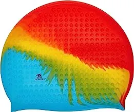 Leader Sport SC212 Bubble Style Swimming Cap, Blue/Red