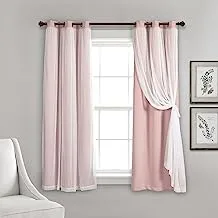 Lush Décor Grommet Sheer Panels with Insulated Blackout Lining Pink Set 38X63