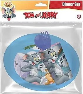 Meltem 139356 Tom & Jerry Baby Feeding Dinner Set, 4 Pieces, Blue