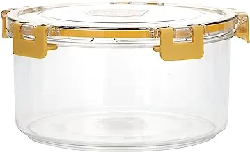 Royalford 1250 ML Round Airtight Container With A Lid-RF11255 Plastic Container With A Silicone Sealing Ring Fitted Lid Transparent Storage Container, Yellow