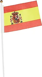 Leader Sport Spain Flag with Pole, 10 cm x 15 cm Size, Multicolour