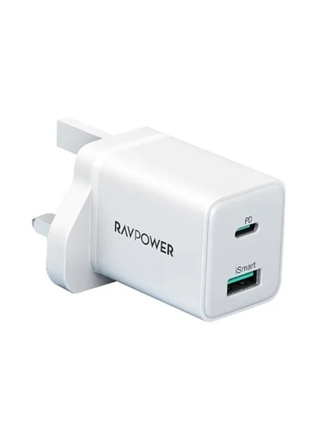 RAVPOWER Wall Charger 1A1C PD 30W White