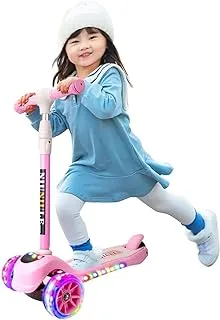 Folding 3 Wheel Scooter for Kids,Toddler Kids Boys Girls Adjustable Height PU Wheels Best Gifts 312D-PK-TMM