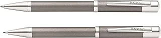 Franklin Covey Greenwich Matte Titanium Grey Lacquer w/Chrome Appointments and Stamped Logo Clip w/Matte Black Fill Ballpoint Pen & 0.7mm Pencil Set