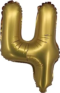 The Balloon Factory No Helium Number 4 Foil Balloon, 16-Inch Size, Gold
