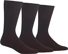 جوارب رجالية عادية مضلعة صلبة من Chaps مع شعار مطرز (3 عبوات) جوارب كاجوال (عبوة من 3)