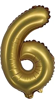 The Balloon Factory No Helium Number 6 Foil Balloon, 16-Inch Size, Gold