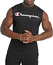 تي شيرت Champion الكلاسيكي للرجال من Jersey Muscle، نص مطبوع بالشاشة الحريرية