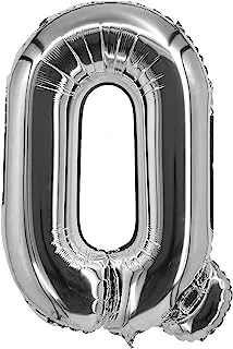 The Balloon Factory Letter Q Shape Foil Balloon, No Helium, 16-Inch Size, Silver