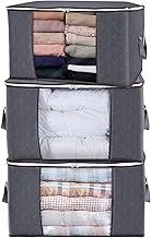 Sprinters - clothe storage bag, organizer cloth bags - foldable blanket storage, pack of 3 blankets bedding clothing - reinforced handle thick fabric large capacity sturdy zipper clear window