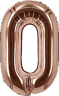 The Balloon Factory No Helium Number 0 Foil Balloon, 16-Inch Size, Rose Gold