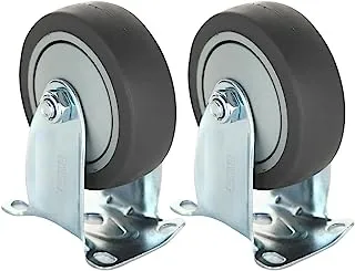 BMB Tools TPR Medium Heavy Duty Caster 2 Piece 4 Inch - Rigid - Plate | Industrial & Scientific|Material Handling Products|Rubber Caster| Wheel