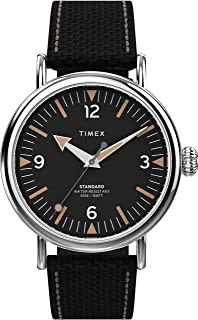 Timex 40 mm Standard 3-Hand Leather Combo Strap Watch, Black, One Size, 40 mm Standard 3-Hand Leather Combo Strap Watch
