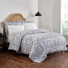 DONETELLA Duvet Cover Set 4 Pcs 100% Cotton Bedding for Single Bed, Reversible Style with Printed Comforter Covers, Hidden Zipper Closure and Corner Holders (Twin Size,Ivory) (King, BLACK AND WHITE)