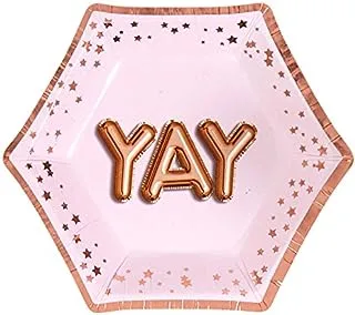 Neviti Glitz & Glamour Yay Plate 8-Pack, Small, Pink/Rose Gold
