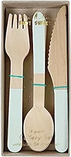 مجموعة أدوات المائدة الخشبية الذهبية