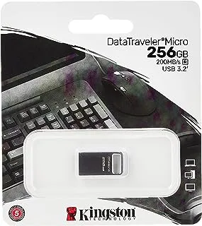 Kingston DataTraveler Micro 256GB USB Flash Drive | Ultra-Small Premium Metal Design | USB 3.2 Gen 1 | Speeds up to 200MB/s | DTMC3G2/256GB