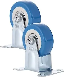 BMB Tools Blue PVC Wheel with Ball Bearing 2 Piece 50mm- Rigid - Plate| Industrial & Scientific|Material Handling Products|Rubber Caster| Wheel