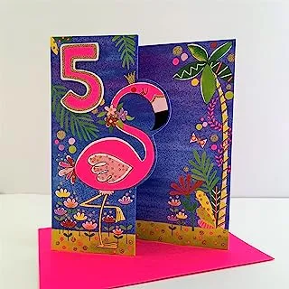 Rachel Ellen Age 5th Flamingo Birthday Card