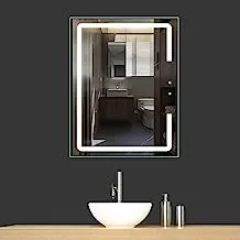 الخزف السعودي SY19102-A مرآة حمام مستطيلة مع اضاءة ال اي دي ، عرض 60 سم ، ارتفاع 80 سم