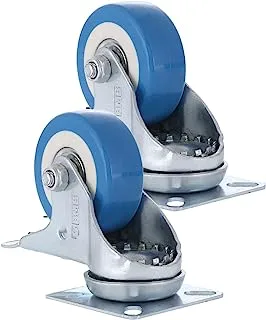 BMB Tools Blue PVC Wheel with Ball Bearing 2 Piece 50mm - Swivel with Brake - Plate| Industrial & Scientific|Material Handling Products|Rubber Caster| Wheel