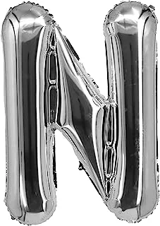 The Balloon Factory Letter N Foil Balloon, No Helium, 16-Inch Size, Silver