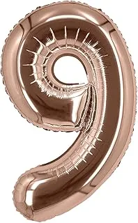 The Balloon Factory Number 9 Foil Balloon, No Helium, 16-Inch Size, Rose Gold