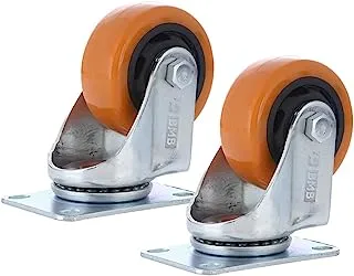 BMB Tools عجلة برتقالية متوسطة التحمل بمحمل كروي مزدوج 2 قطعة 100 مم - دوارة - لوحة| الصناعية والعلمية|منتجات مناولة المواد|عجلة مطاطية| عجلة