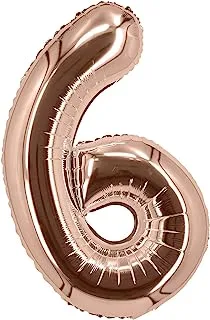 The Balloon Factory Number 6 No Helium Foil Balloon, 16 Inch, Rose Gold