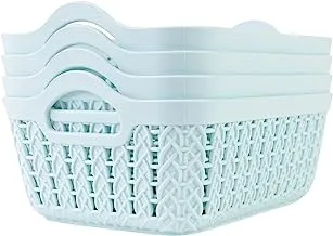 Yonovo Plastic Storage Basket 4 Piece Blue | Home & Kitchen | Storage & Organization | Baskets | Bins | Containers | Shelf Baskets | Pantry Storage | Bathroom Storage