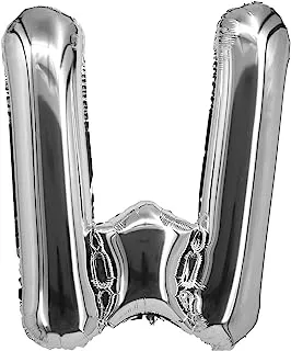 The Balloon Factory Letter W Foil Balloon, No Helium, 16-Inch Size, Silver