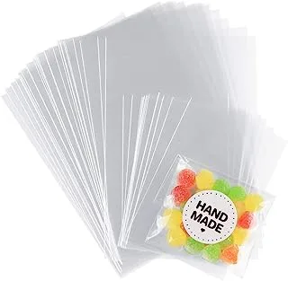 MARKQ [200 Piece] 6 x 9 inches Clear Treat Bags - Plastic Cellophane Flat Bags for Popcorn, Soap, Candle, Birthday Party Favor Bags