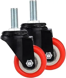 BMB Tools عجلة تحمل كروية مزدوجة PVC باللون البرتقالي قطعتين 63 مم - دوارة - برغي M12 | الصناعية والعلمية|منتجات مناولة المواد|عجلة مطاطية| عجلة