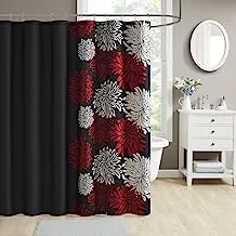 Comfort Spaces Enya Bathroom Shower Curtain Floral Printed Cute Chic Microfiber Fabric Bath Curtains, 72