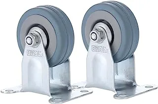 BMB Tools Grey Rubber Caster 2 Piece 125mm- Rigid - Plate| Industrial & Scientific|Material Handling Products|Rubber Caster| Wheel