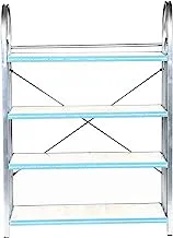 Generic Shoes Shelves 4 Tier | Stackable Shoe Rack Storage Organizer | for Bedroom Closet | Entryway | Hallway | Expandable & Adjustable| Metal Mesh