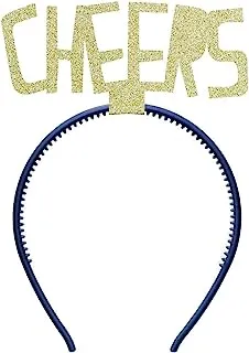 Party Deco Cheers Headband, Gold Glittery/Navy Blue