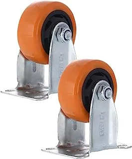 BMB Tools Orange PVC Medium Duty Caster Double Ball Bearing 2 Piece 75mm - Rigid - Plate| Industrial & Scientific|Material Handling Products|Rubber Caster| Wheel