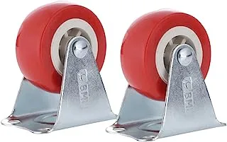 BMB Tools Red PVC Caster 2 Piece 50mm - Rigid - Plate| Industrial & Scientific|Material Handling Products|Rubber Caster| Wheel